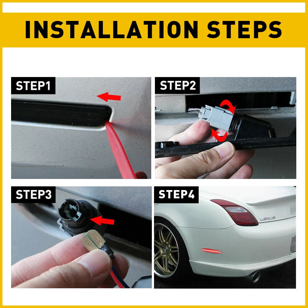 2X Clear Lens Red LED Rear Side Marker Lights for Lexus SC430 (2002–2010)
