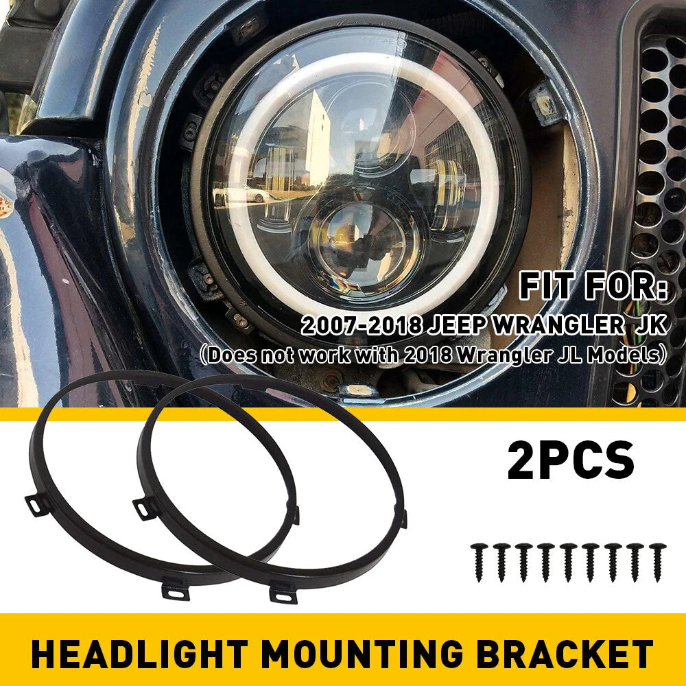 7 Inch Headlight Ring Mounting Bracket for Jeep Wrangler JK JKU (2007–2018)