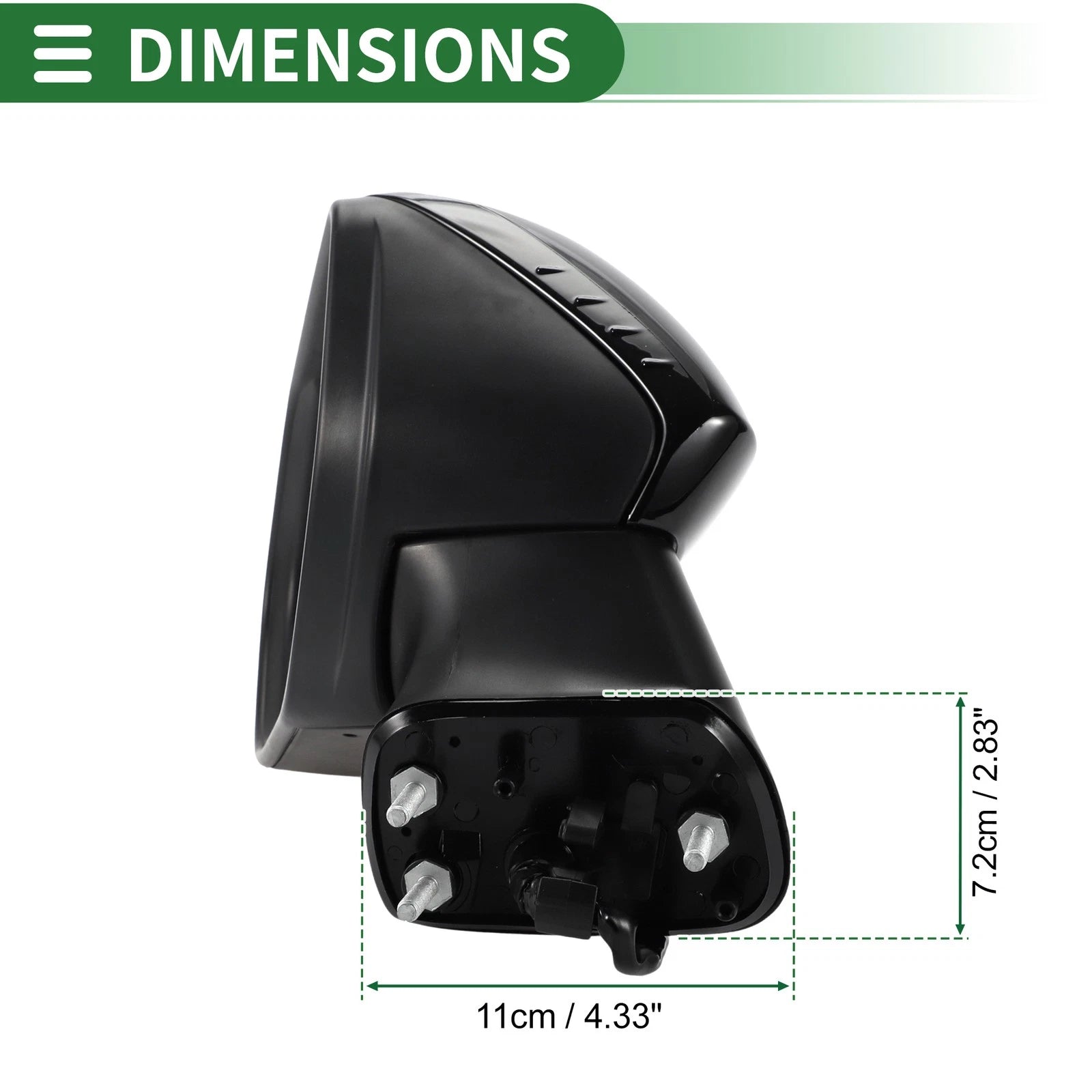 Left Side Door Mirror for Toyota Corolla (Manual Folding, Gloss Black)
