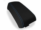 Console Lid Armrest Cover for Subaru Baja (2003–2006) Carbon Fiber Blue Stitch