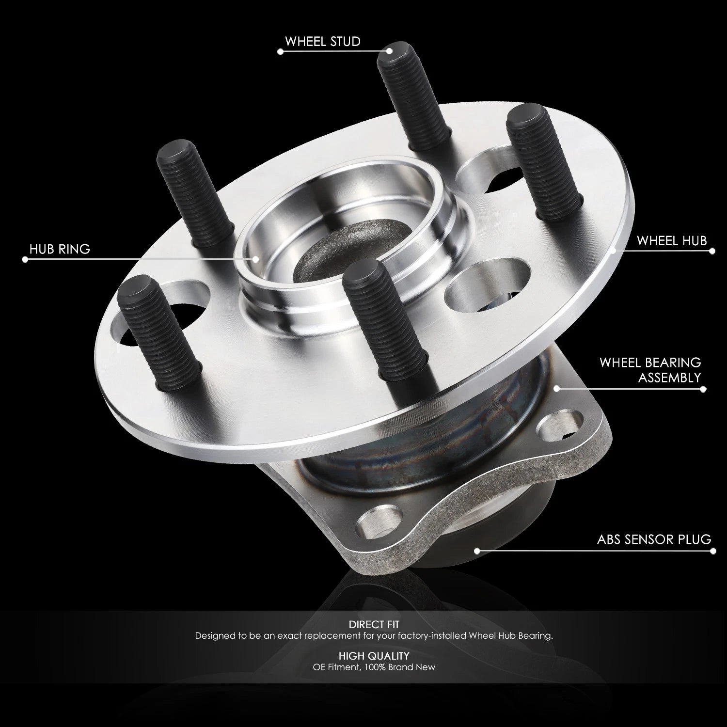 Rear Left Right Wheel Hub & Bearing w/ABS Sensor for Vibe Corolla Matrix (2009–2019)