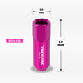 Set of 20 Pink Open-End Aluminum Wheel Lug Nuts M12X1.5 20mm OD 60mm Tall
