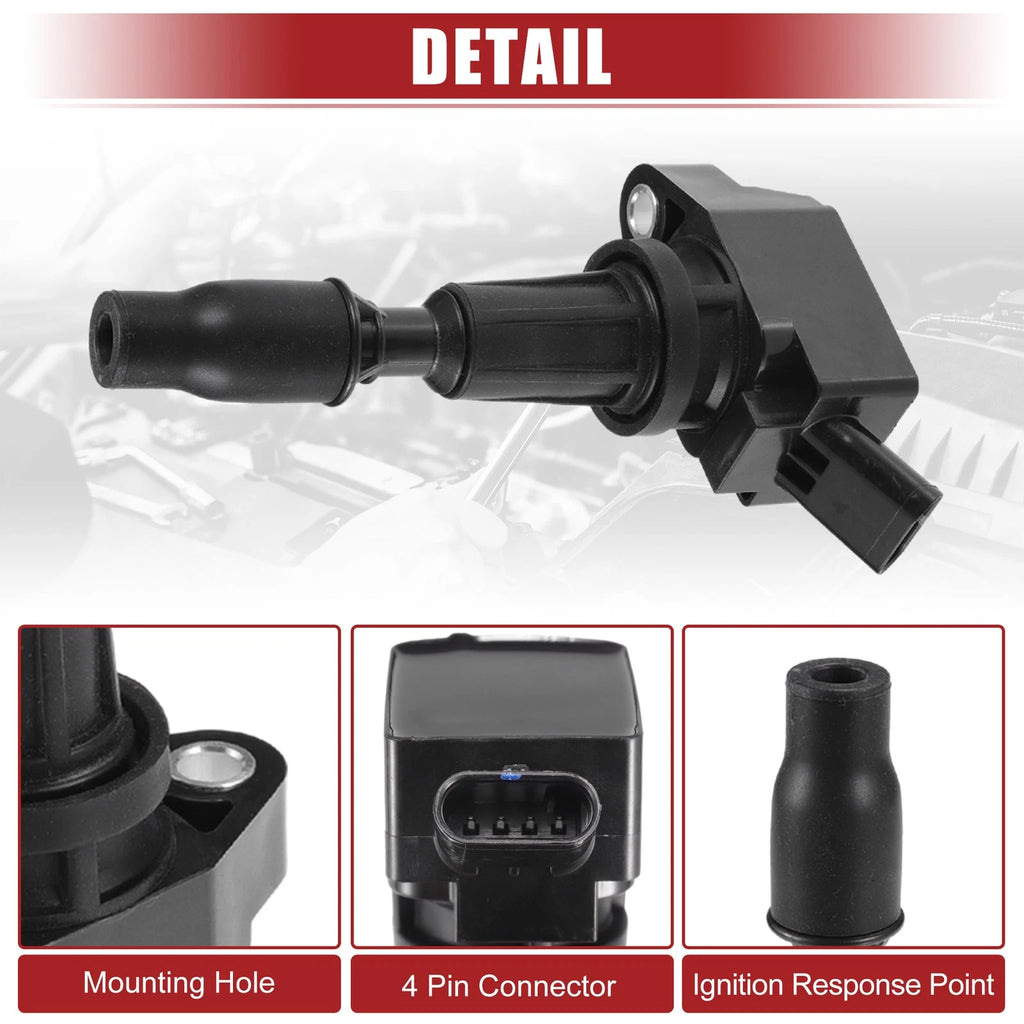 Set of 4 Ignition Coils for Kia Optima (2016–2020) No. 273002GGA0 Black