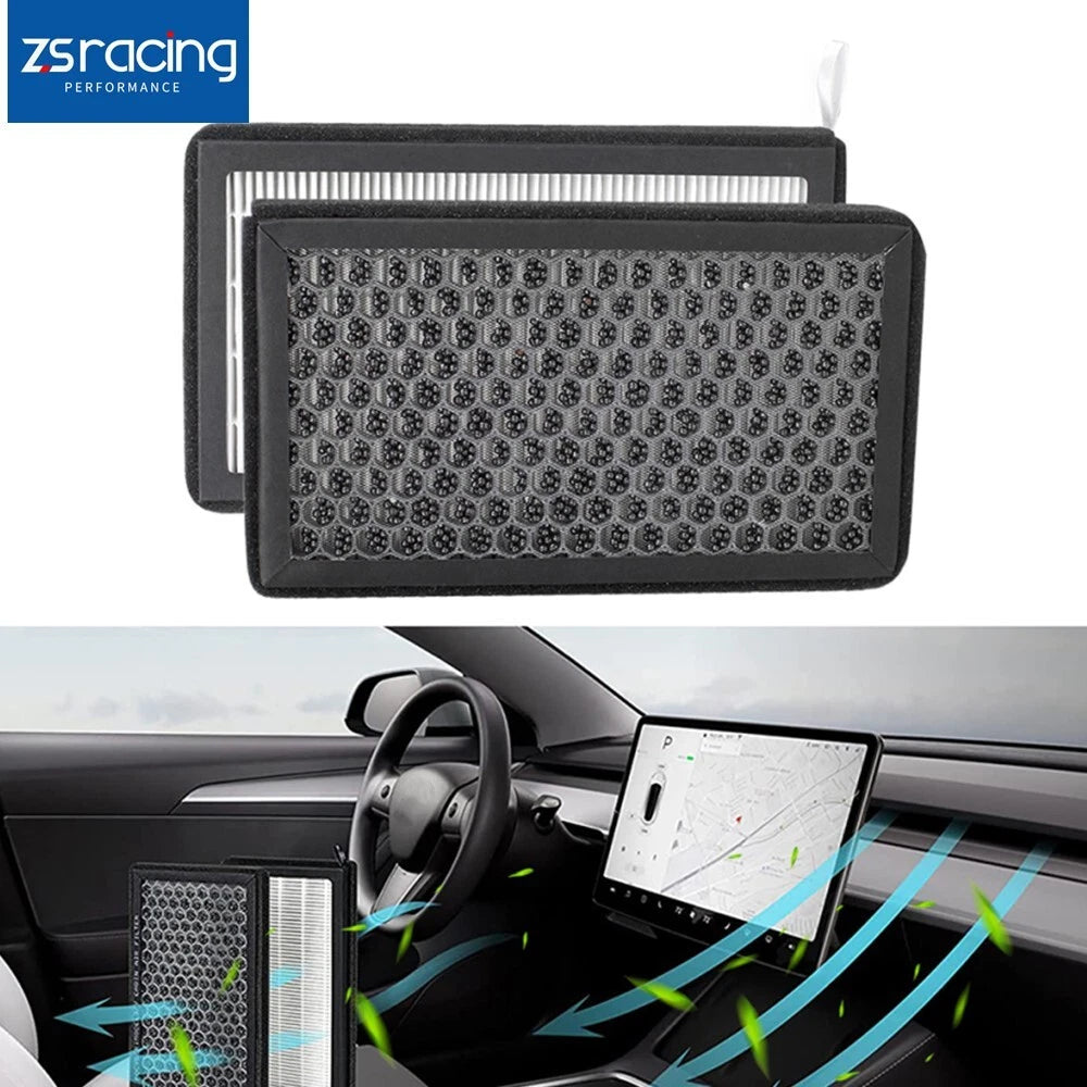 2 Pack Air Filter for Model 3/Y (2017–2024) HEPA Activated Carbon