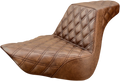 SADDLEMEN Step-Up Seat for Harley FL/FX (2018–2024) - Brown, Lattice Stitch