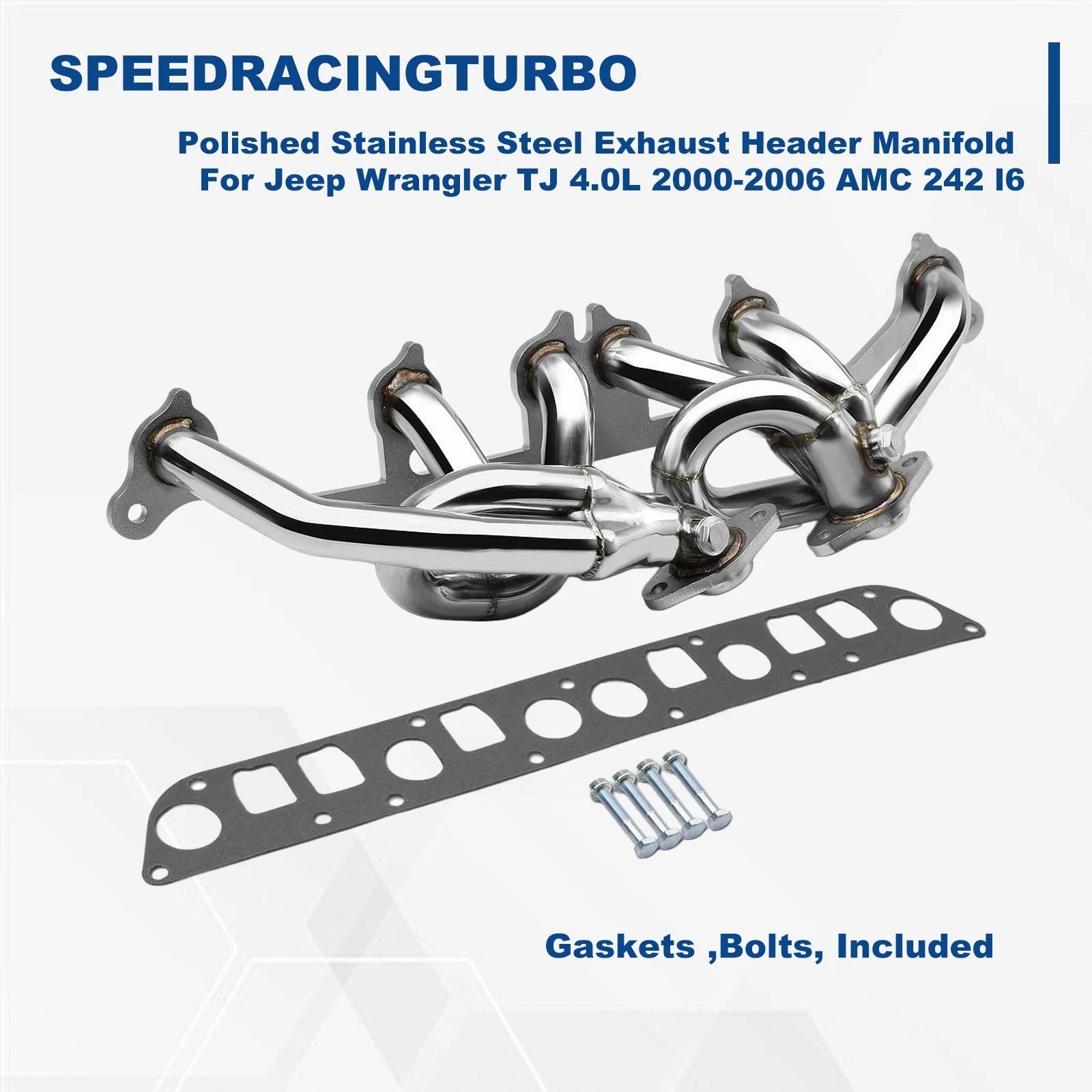 Stainless Steel Exhaust Header Manifold for Jeep Wrangler TJ 2000–2006 4.0L
