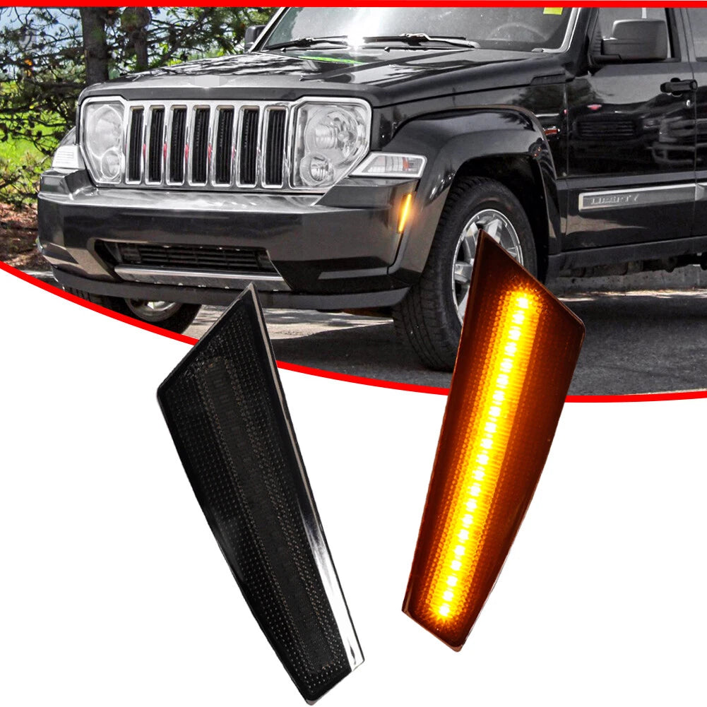 Smoked Lens Amber LED Side Marker Lights for Jeep Liberty (2008–2012)