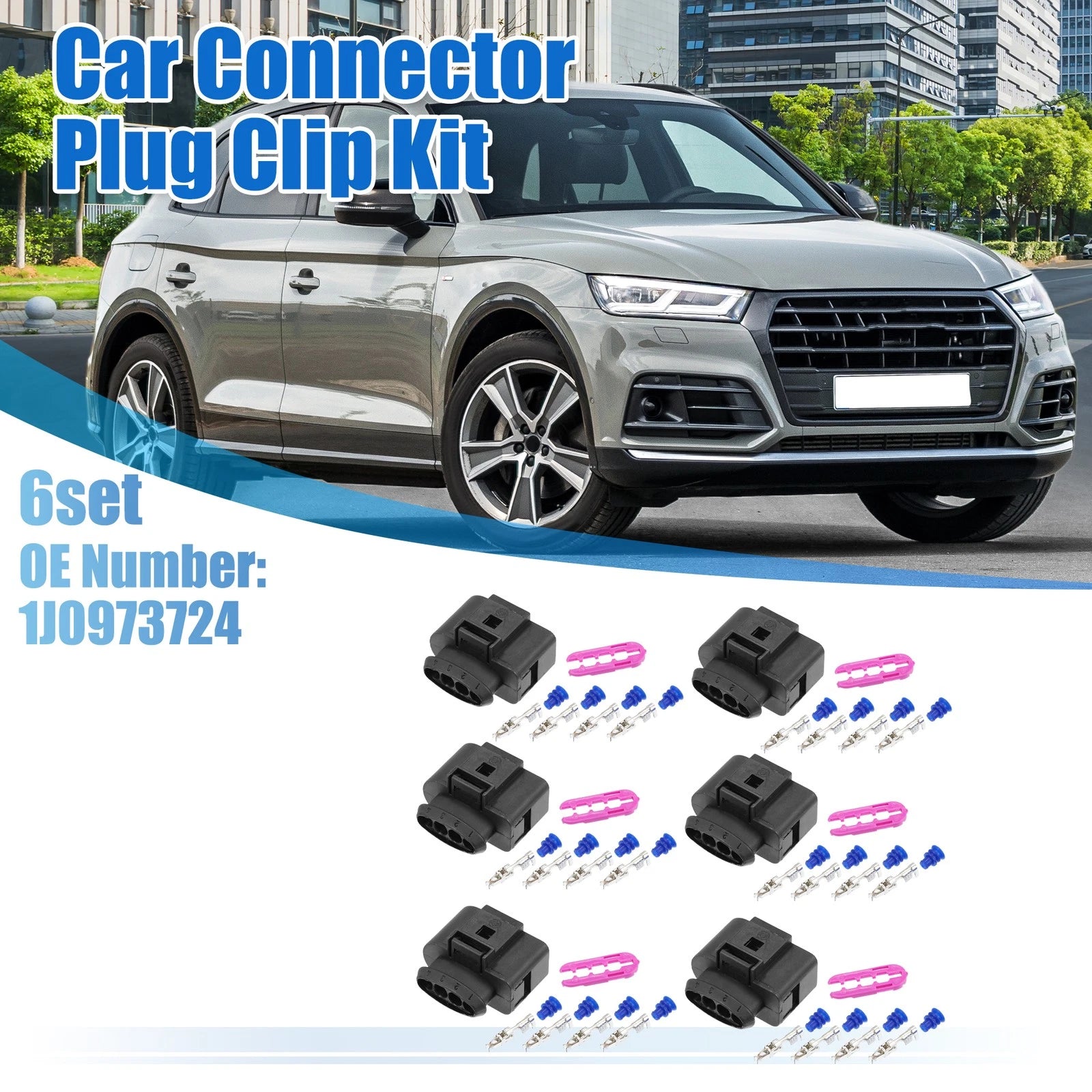 Set of 6 Ignition Coil Connector 1J0973724 for VW Audi 