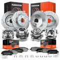 Drilled Rotors & Brake Pads & Wheel Hub Bearings for Nissan 