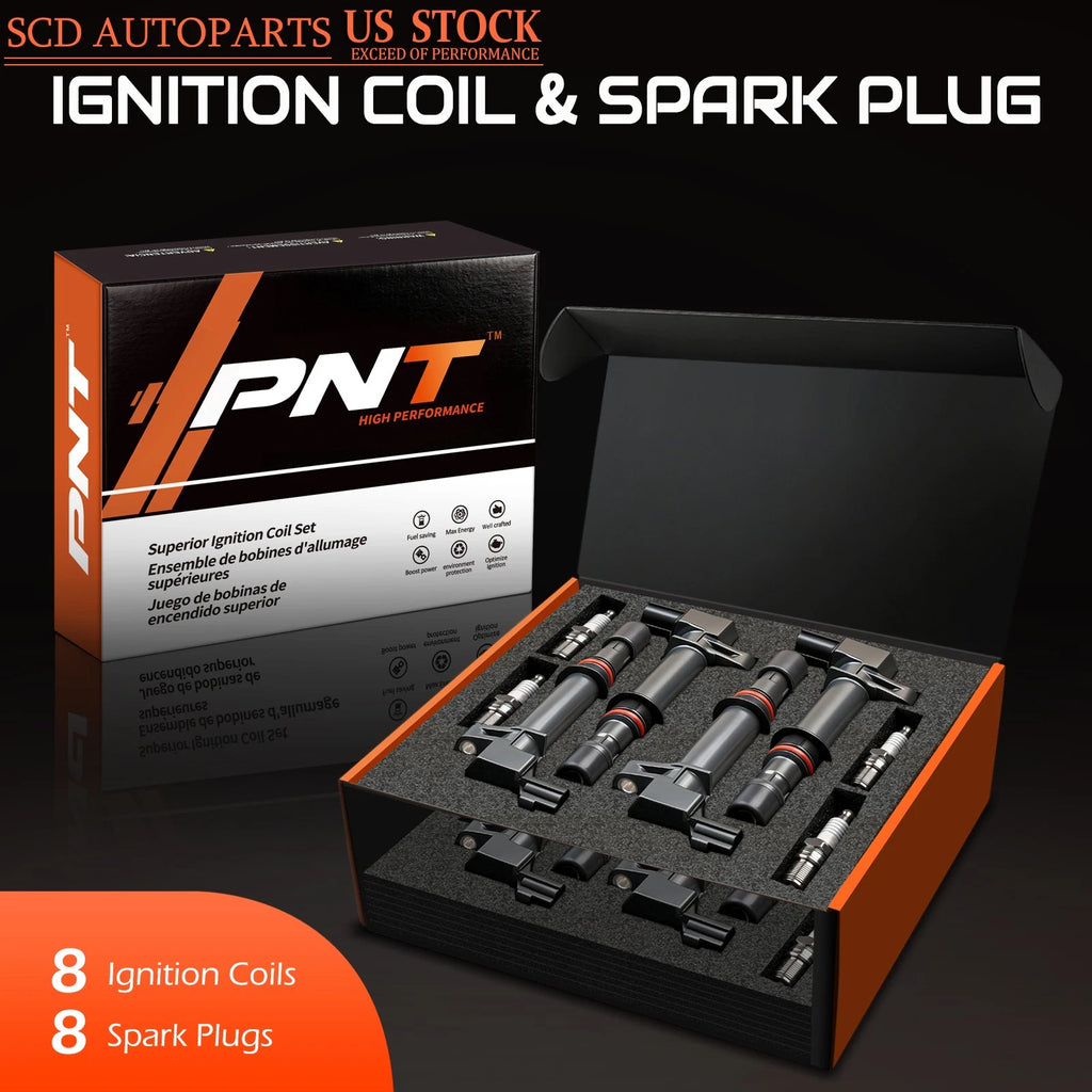 Set of 8 Ignition Coils & Iridium Spark Plugs for Dodge Jeep Mitsubishi 4.7L V8 (2000–2009)