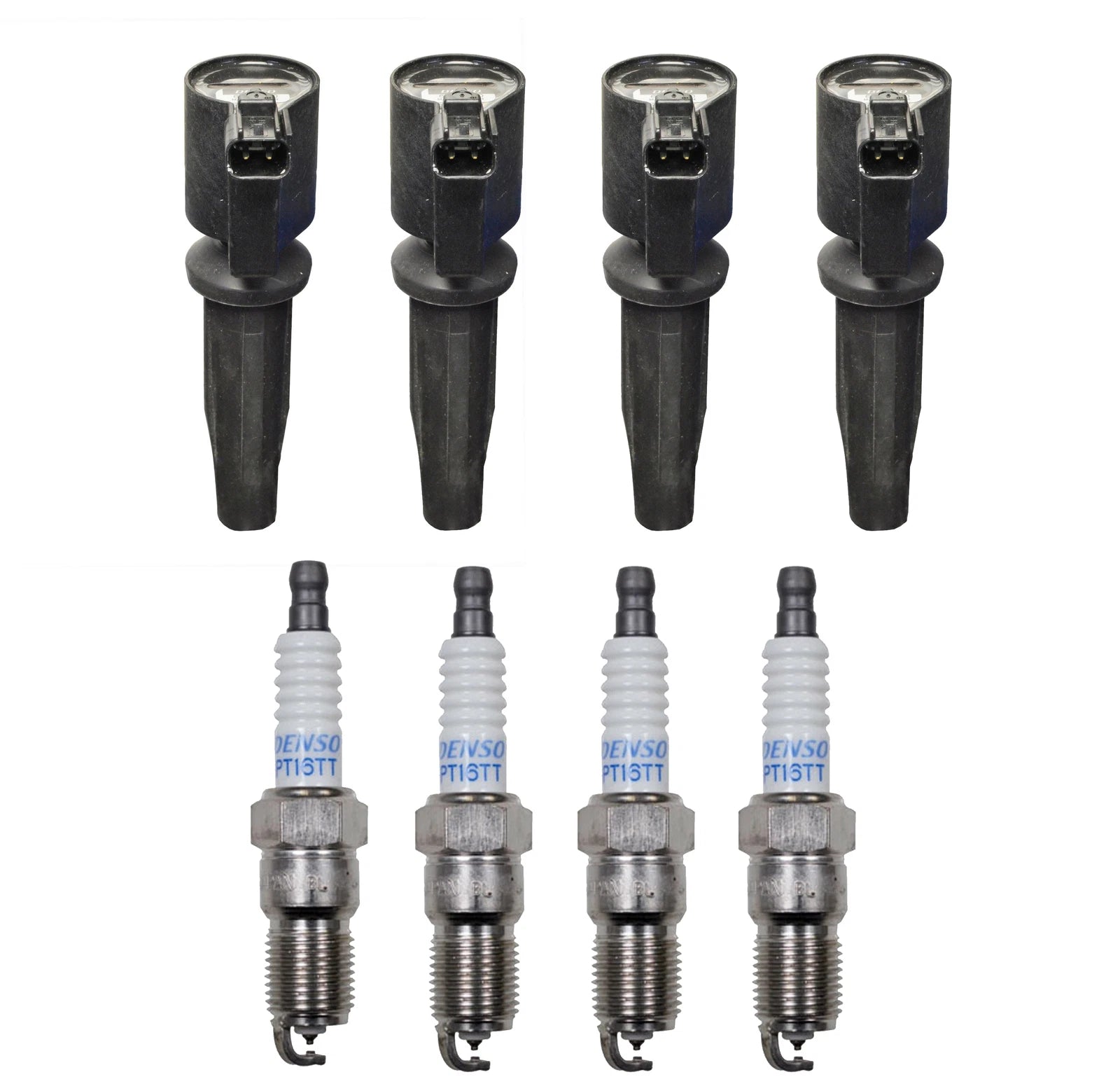 Set of 4 Ignition Coils & 4 Spark Plugs for Ford Mazda L4 (0.040)