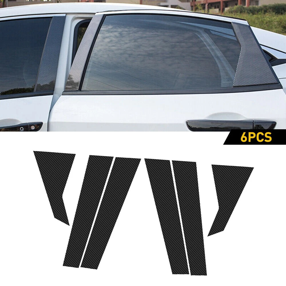 Fiber Carbon Door Window Pillar Post Cover Trim for Honda Civic (2016–2021)