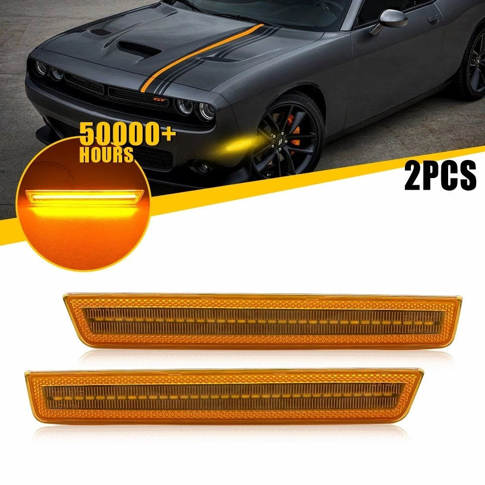 Amber Front Bumper Side Marker Lights for Dodge Challenger (2015–2023) IP67