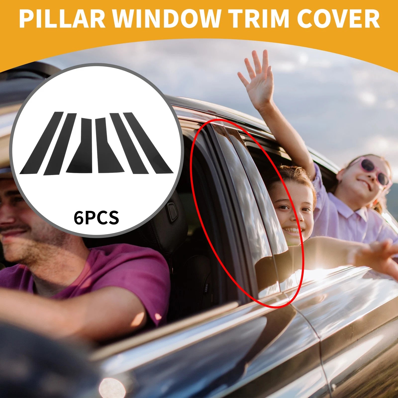 6 Pcs Window Trim Cover for Subaru Forester (2019–2023) Black