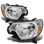 Pair Chrome Housing Amber Corner Headlights for Toyota Tacoma (2012–2015)