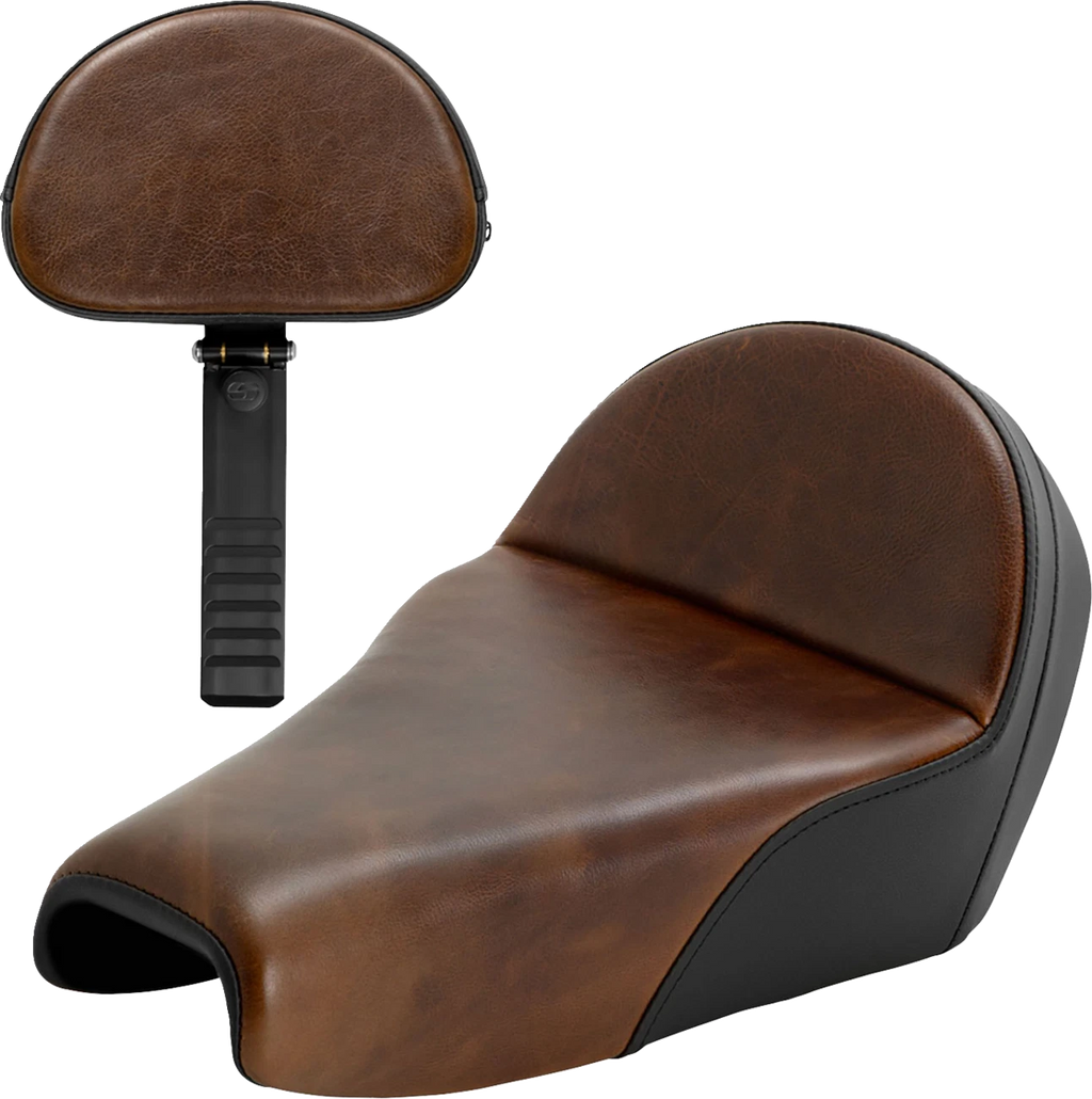 Saddlemen Lariat Solo Seat for XL (2004–2022) - Distressed Leather, 3.3 Gal Tank