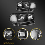 2Pcs Halogen Black Headlights & Bumper Signal Lamps for GMC Sierra/Yukon