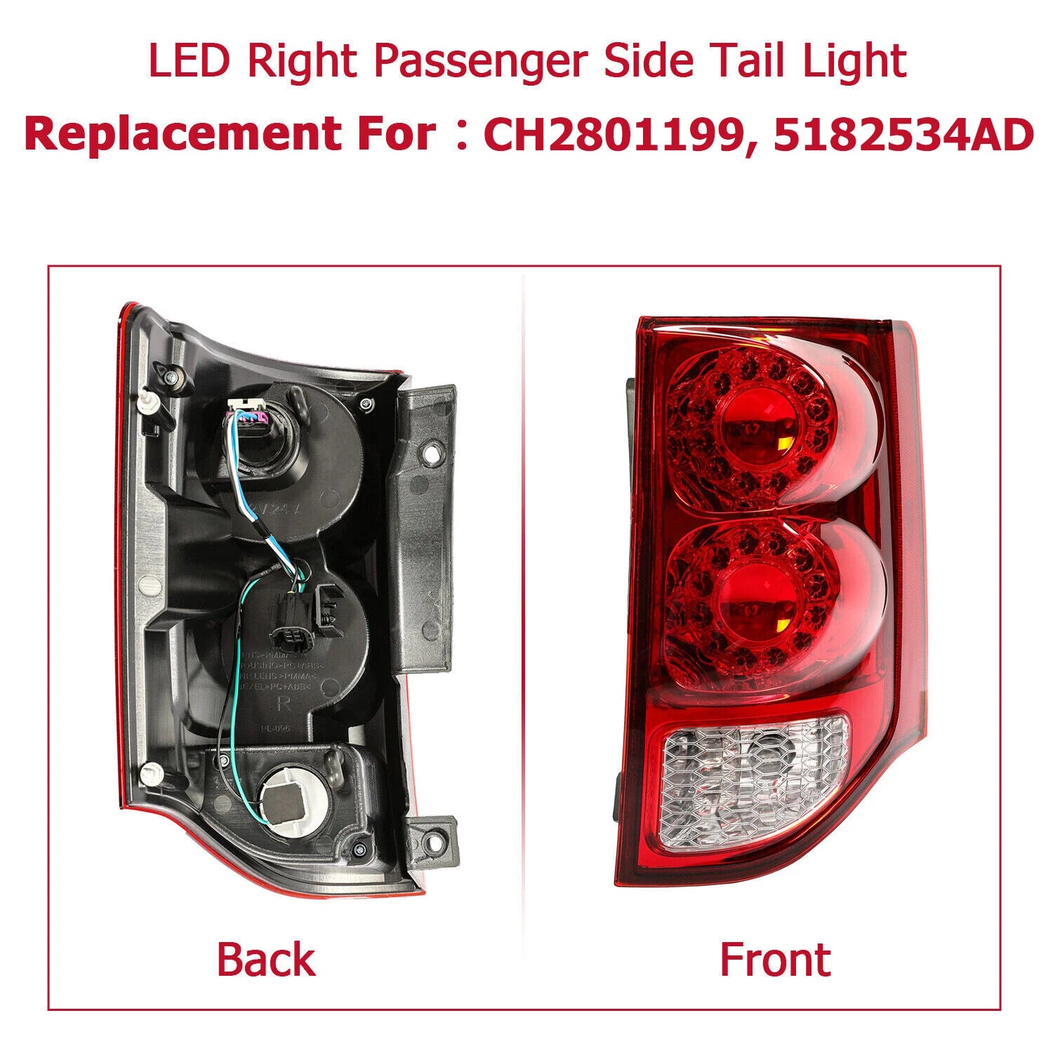 LED Tail Light Brake Lamp for Dodge Grand Caravan (2011–2020)