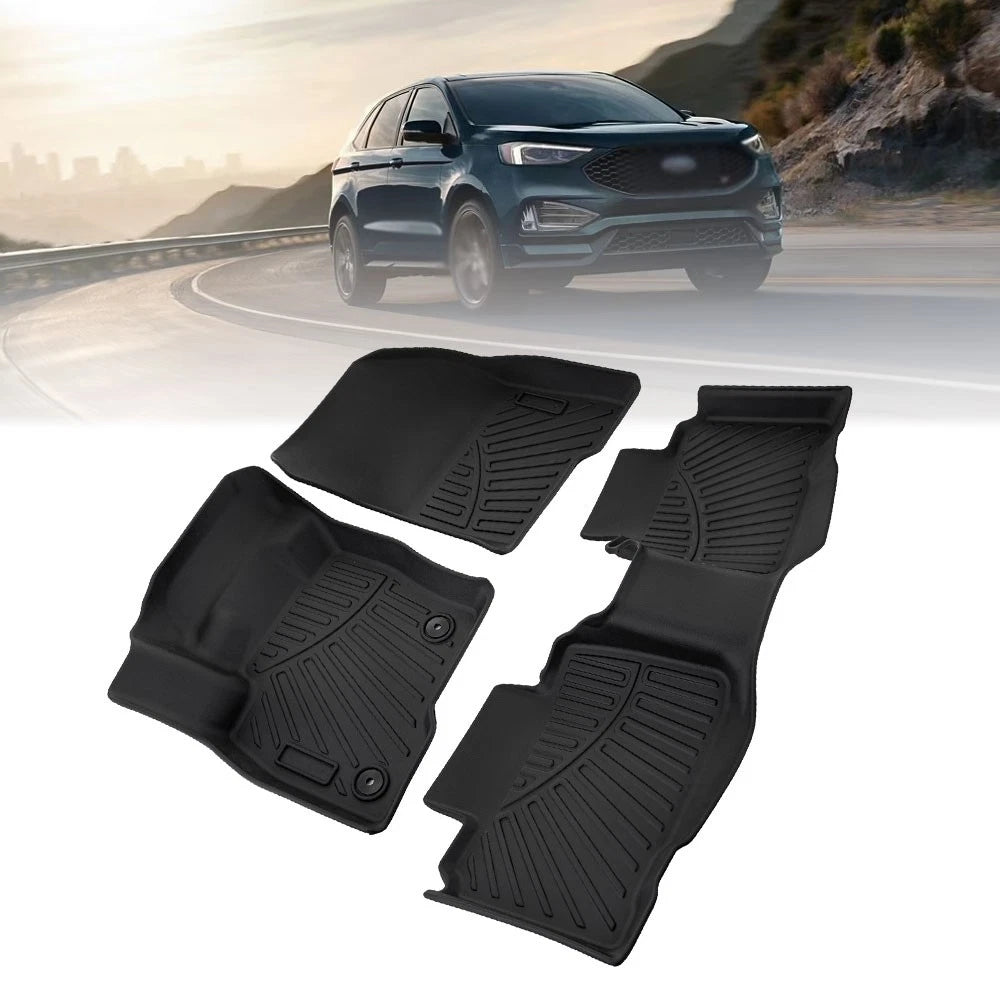 Set of 3 Car Floor Mats for Ford Edge (2015–2024) 3D Molded All Weather