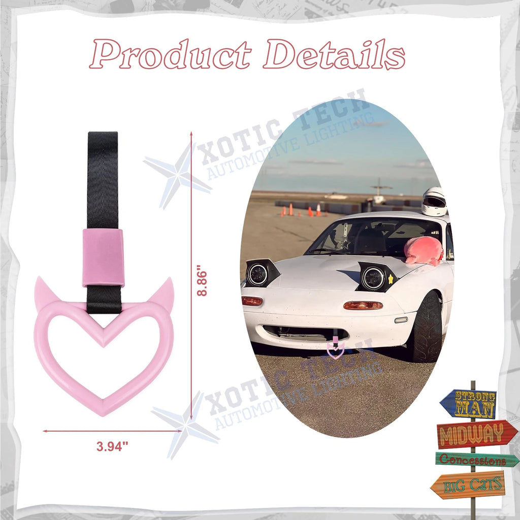 Pink Tsurikawa Devil Heart Hanger Ring for Japanese Car (Universal)