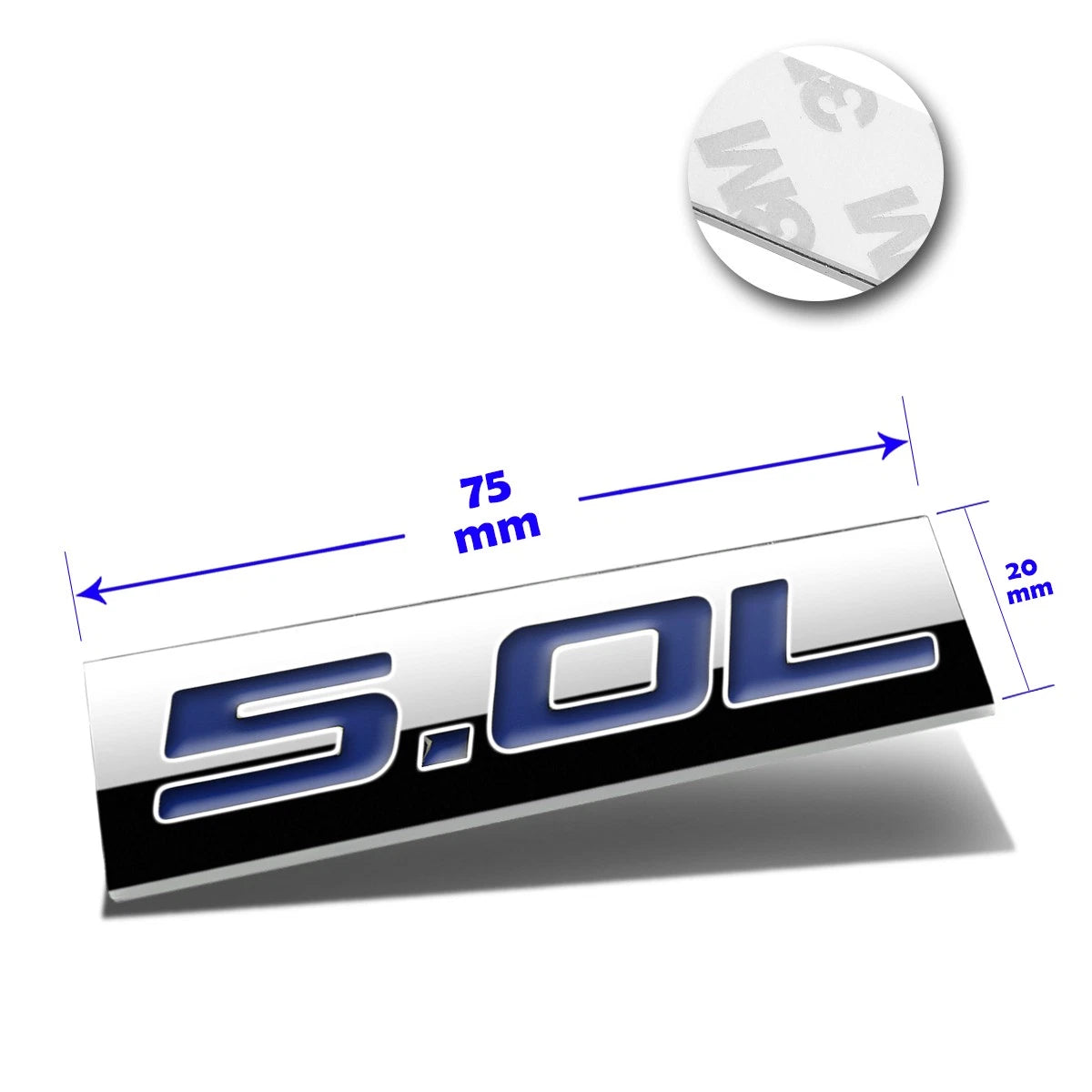 3D Polished Metal Blue Decal Emblem for Ford Mustang (2015–2023)