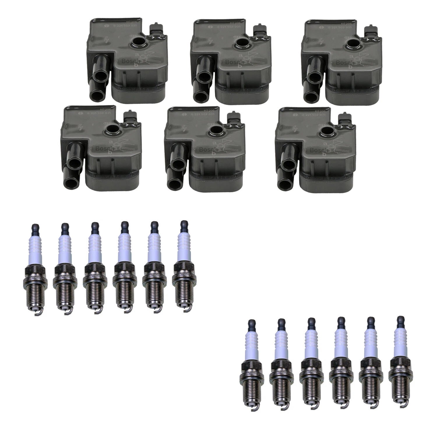 Set of 6 Ignition Coils & 12 Iridium Spark Plugs for Mercedes W202 W203