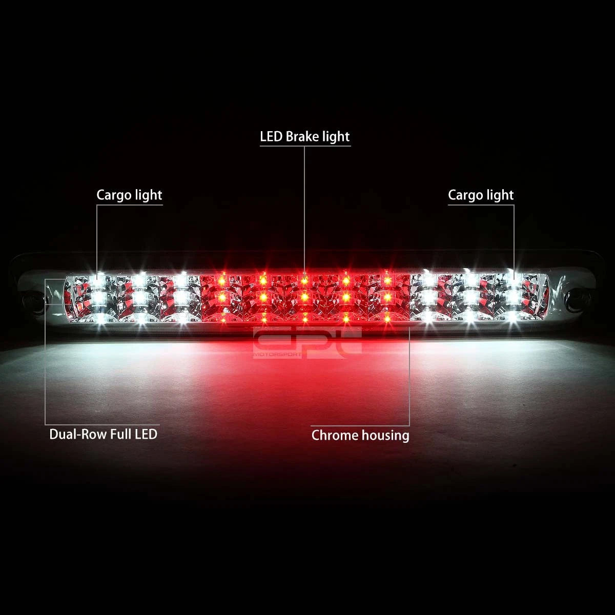 Dual Row LED Third Brake Light for Chevy Colorado (2004–2012) Chrome