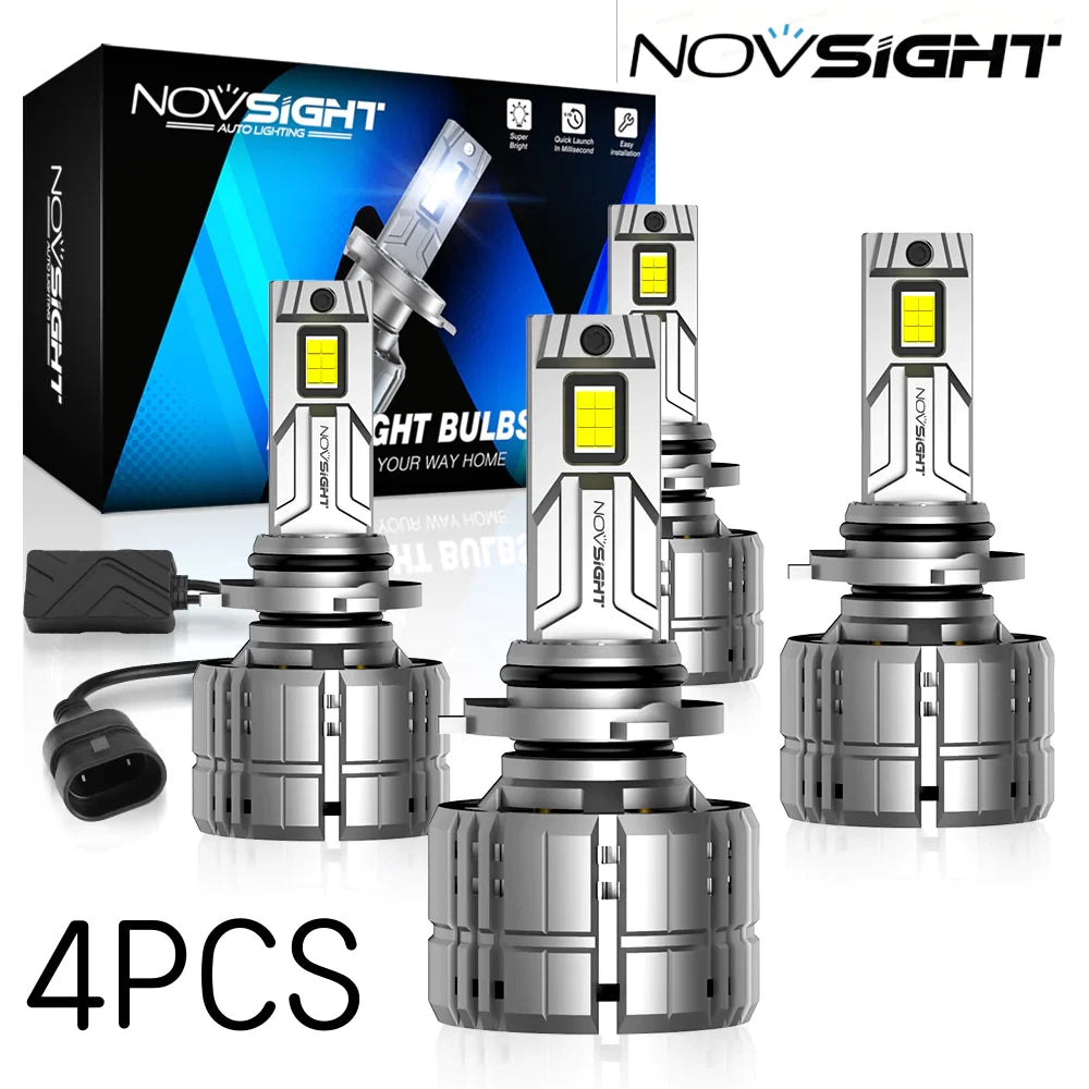 4X NOVSIGHT 9005 HB3 + 9006 HB4 LED Headlight Bulb Combo (6500K)