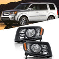Pair Black Headlights for Honda Pilot (2009–2011)