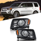Pair Black Headlights for Honda Pilot (2009–2011)