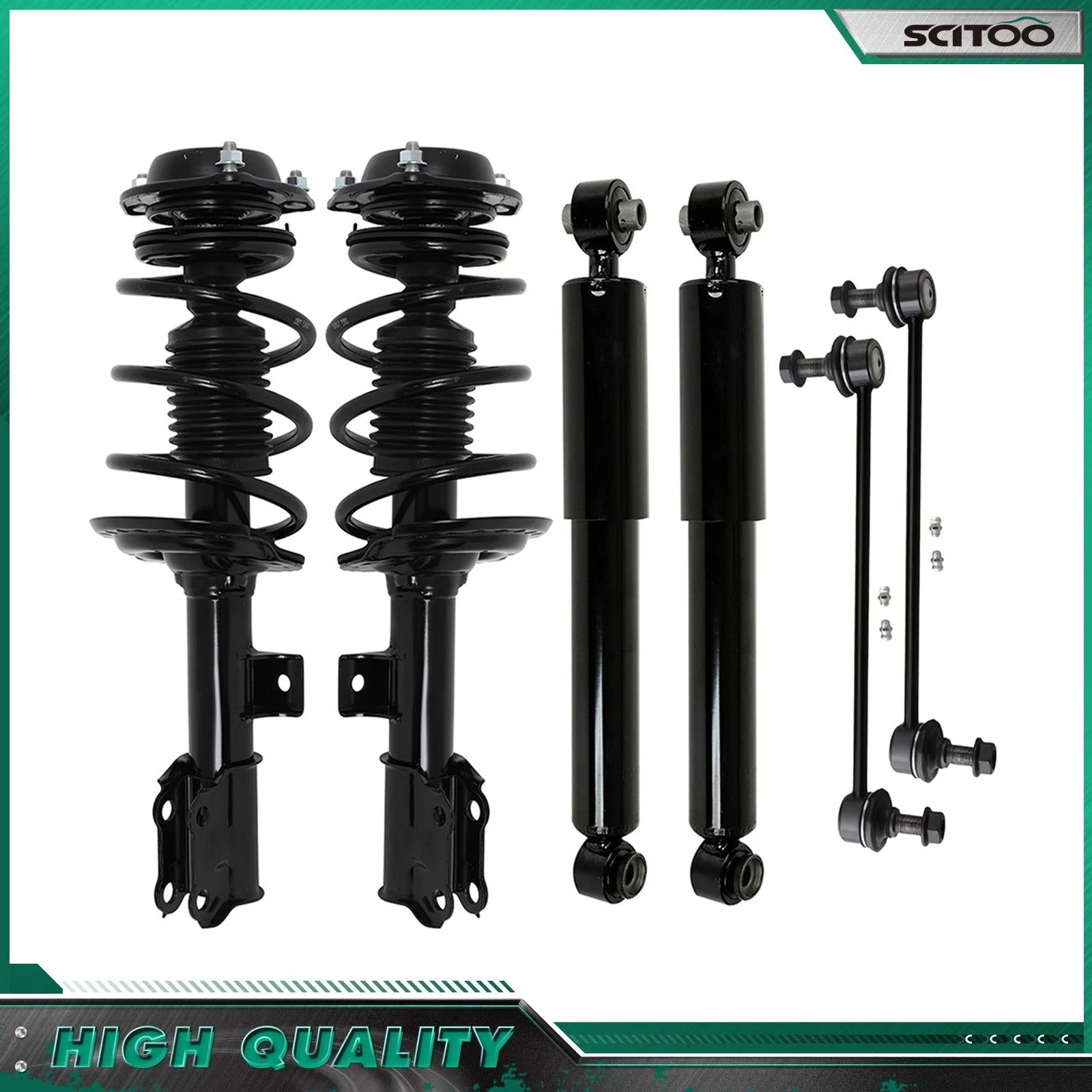 Front Struts w/ Spring & Rear Shocks Sway Bars Kit for Hyundai Elantra (2011–2016)