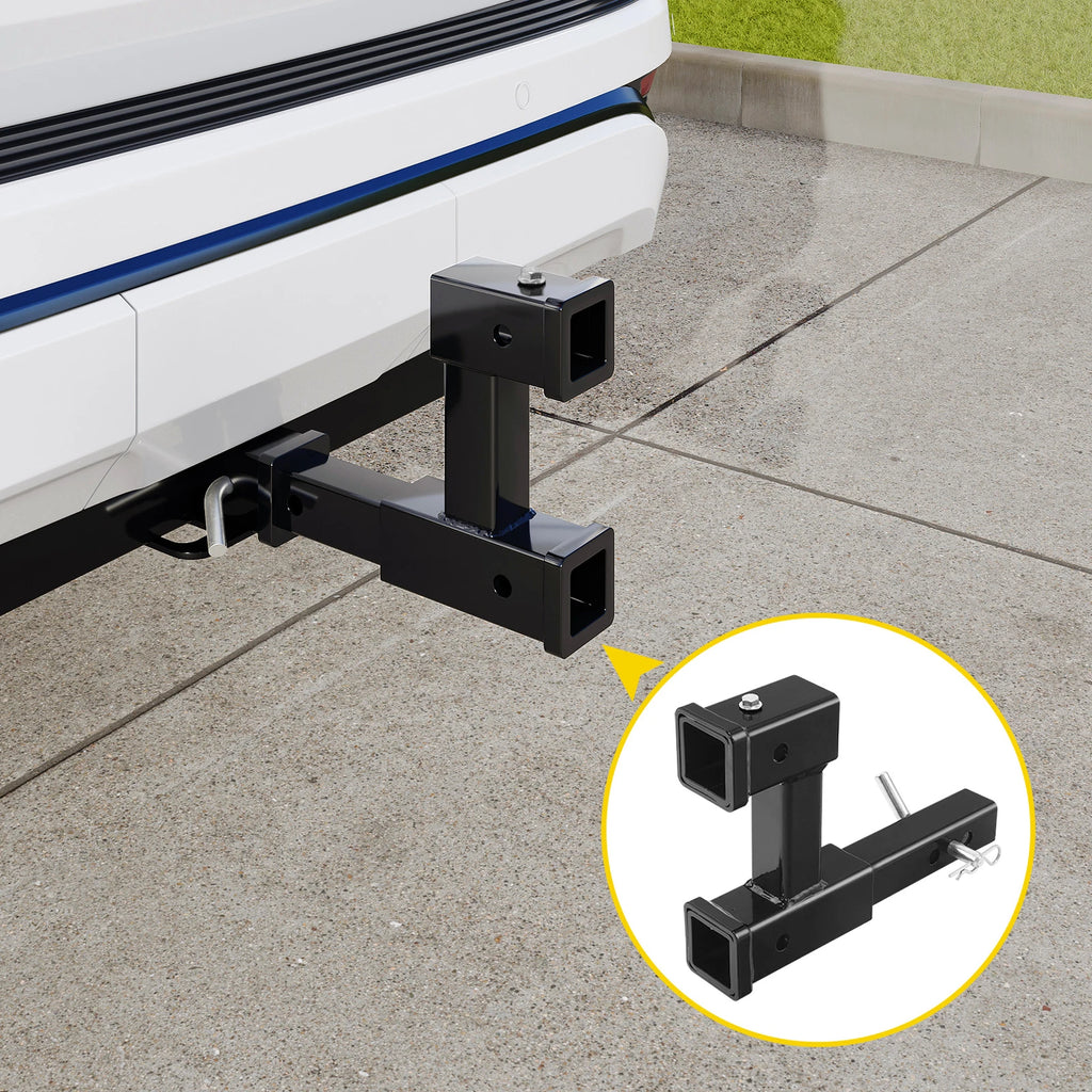 Dual 2" Trailer Hitch Receiver Rise-Drop Adapter Extender Tow 4000 LB