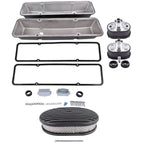 Finned Tall Valve Covers & Oval Air Cleaner Kit for Chevy SBC