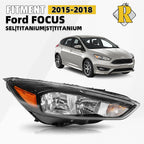 Halogen Headlight for Ford Focus (2015–2018) Black with LED DRL Right Side