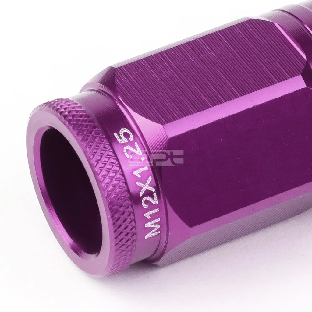 Open-End Aluminum Purple Lug Nuts Set of 4 + Adapter M12x1.25 for