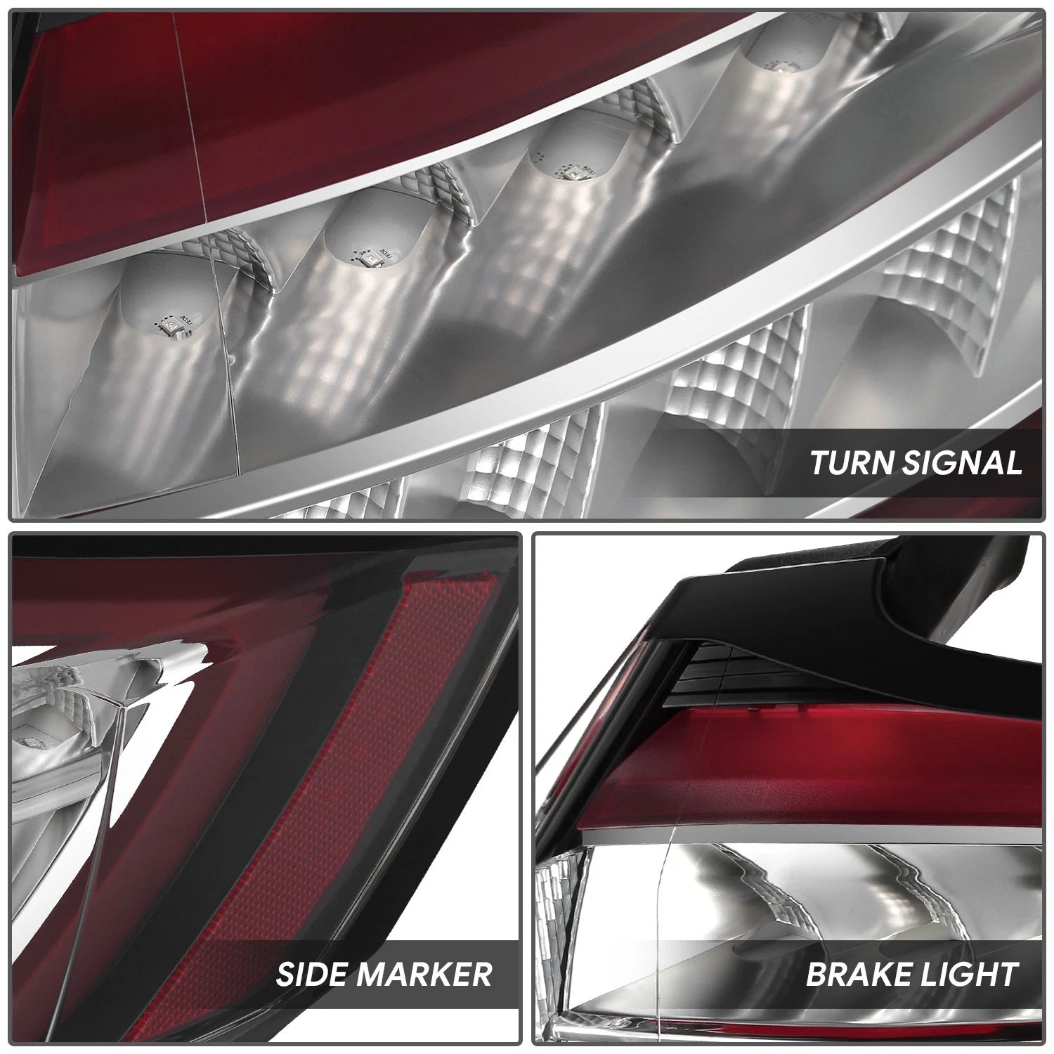 Chrome Red LED Outer Taillight Assembly for Ford Edge (2015–2018)