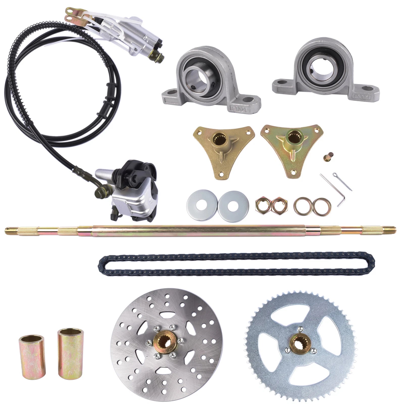 Rear Live Axle Kit with Brake Assembly & Chain for Drift Trike Go Kart (50cc-70cc)