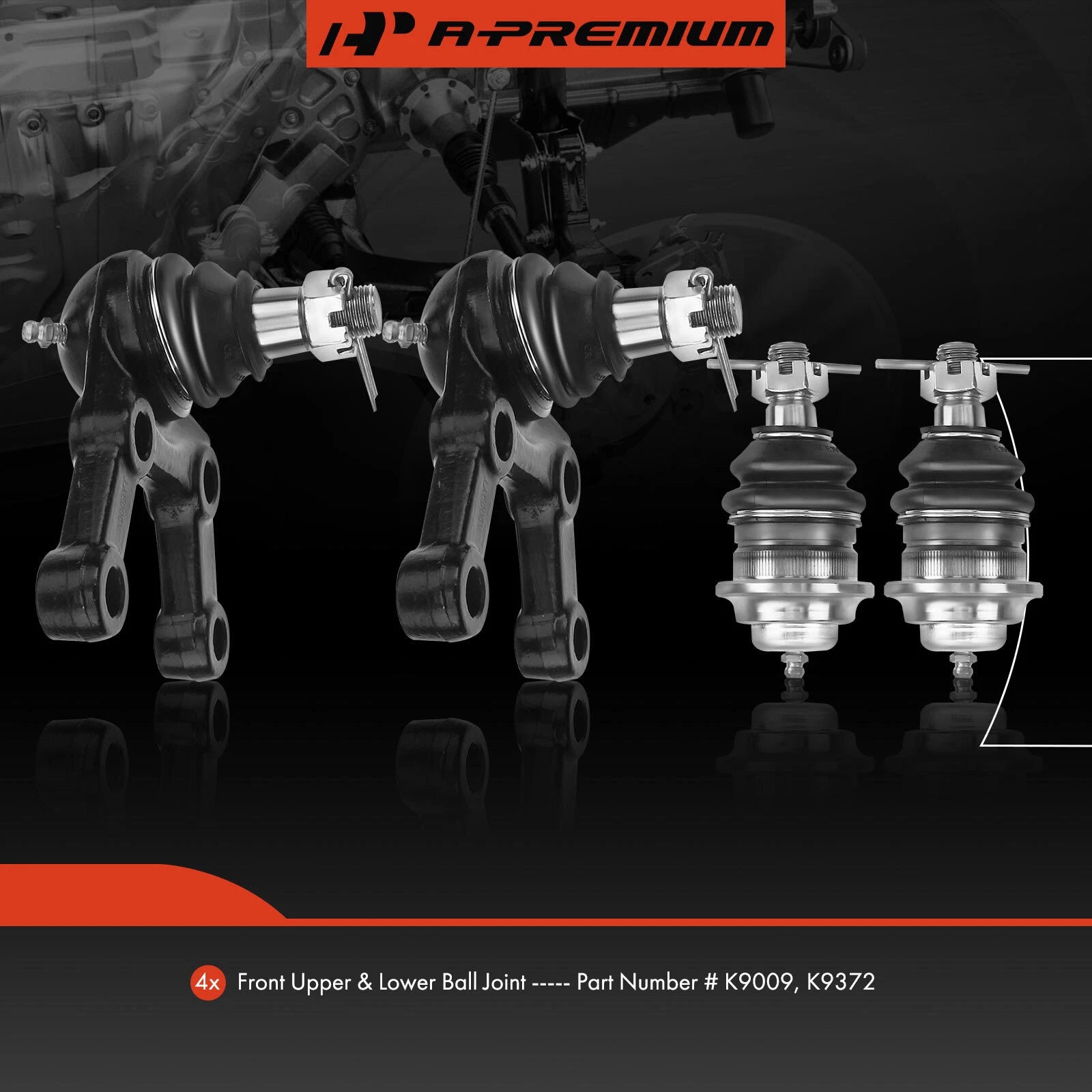Set of 4 Front Lower & Upper Ball Joints for Dodge Ram 50 (1983–1985)