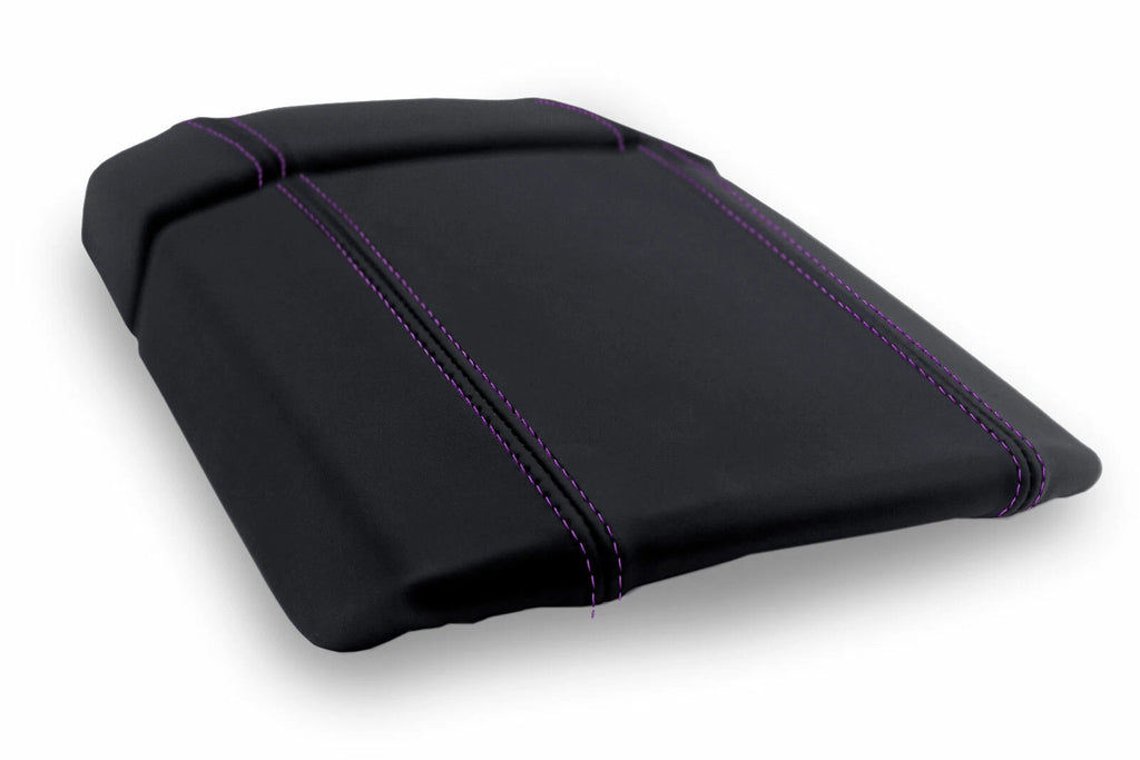Leather Console Lid Armrest Cover for Toyota 4Runner (2003–2009) Purple Stitch