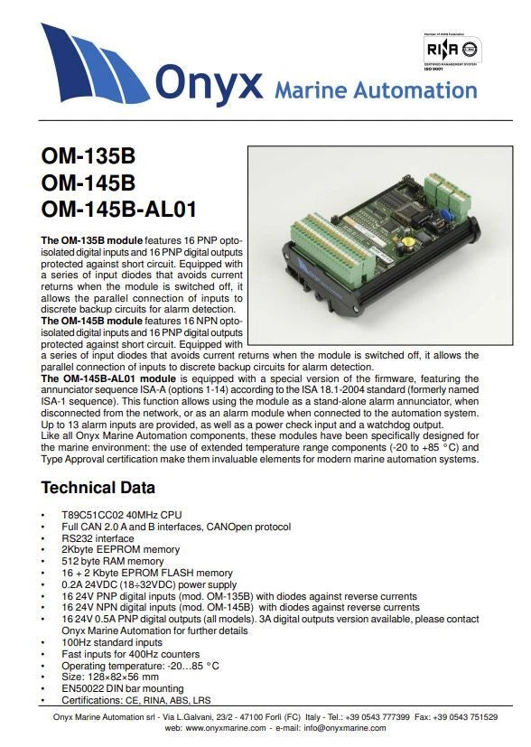 Digital I/O Module OM-135B for Onyx Marine Automation (Parts Only)