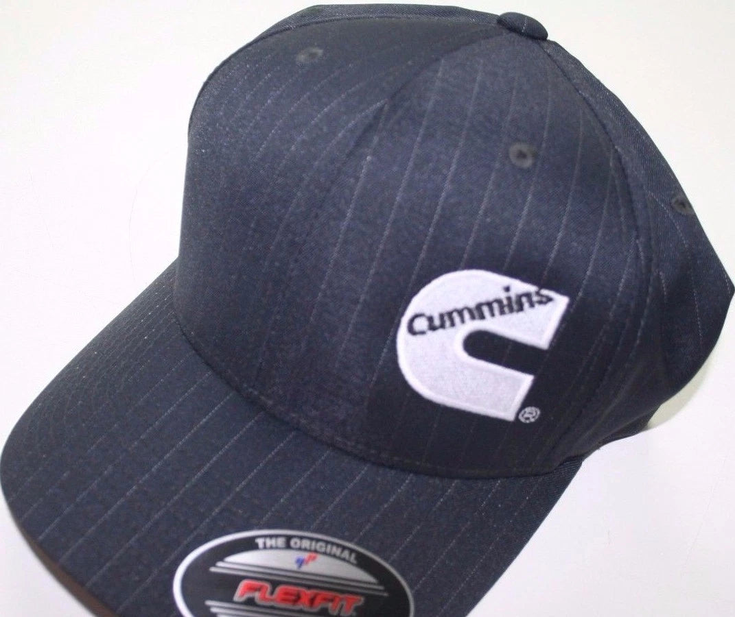Cummins Flexfit Hat Cap Fitted Striped Gray Black SM/MD