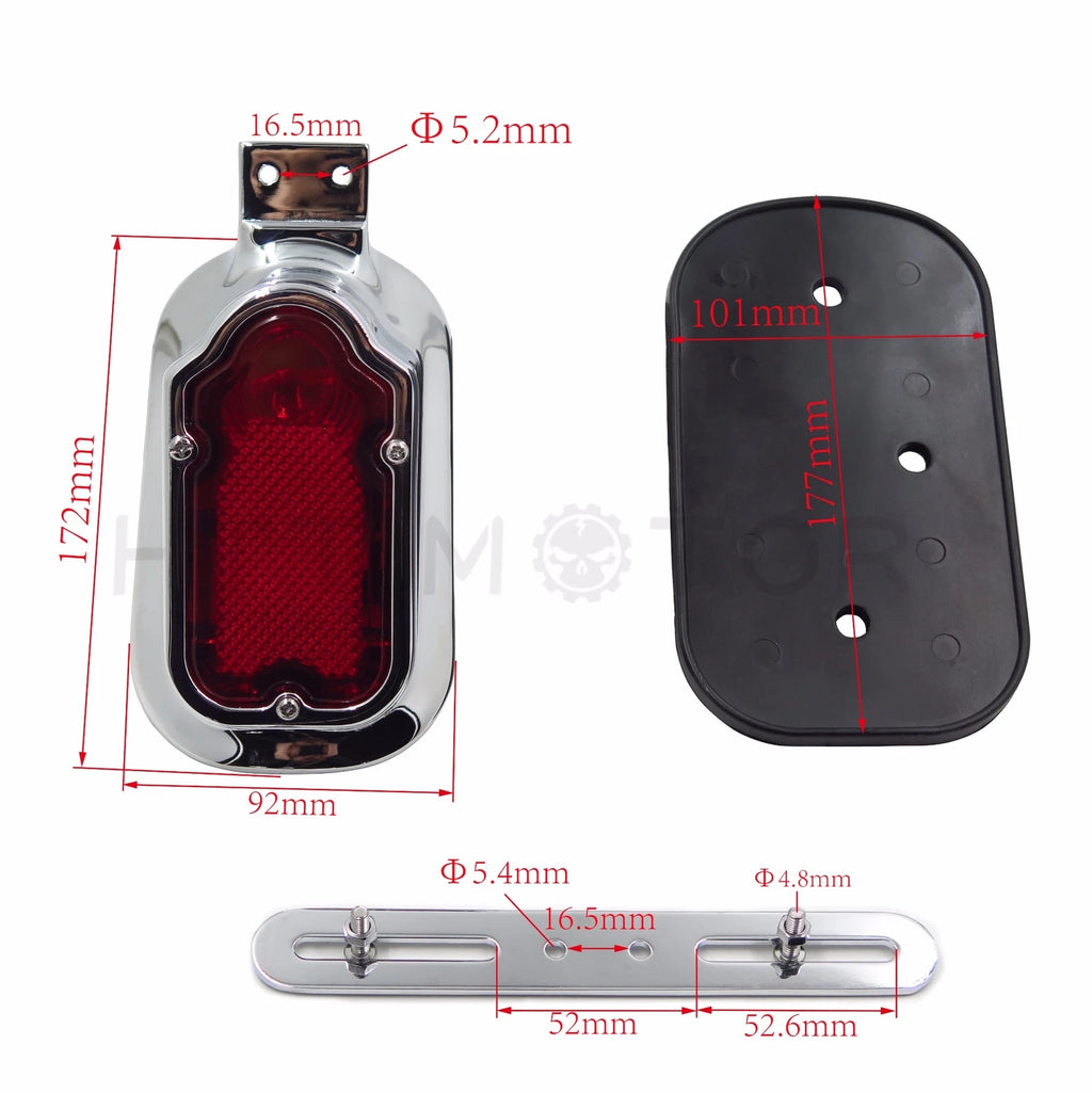 Chrome Red Tombstone Brake Tail Light Signal for Harley Davidson