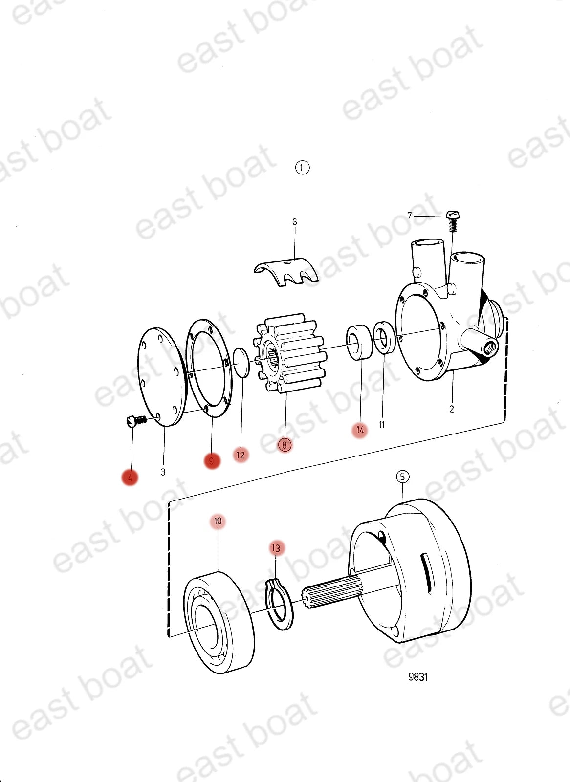 Water Pump Repair Kit for Volvo Penta SP-C SP-A2 SP-C1 (855722)