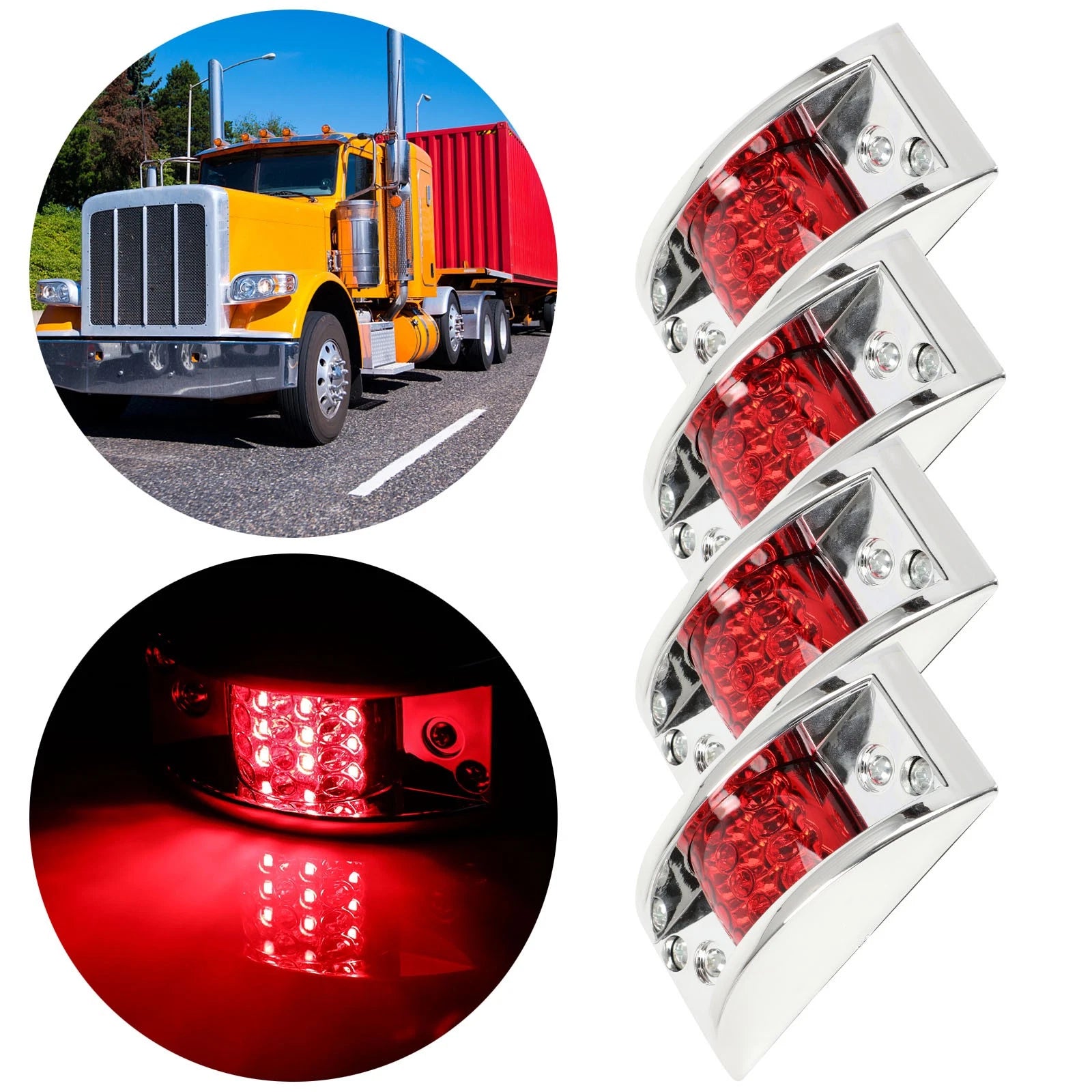 4X LED 5 Inch Red Side Marker Tail Light for Pickup Lorry Van