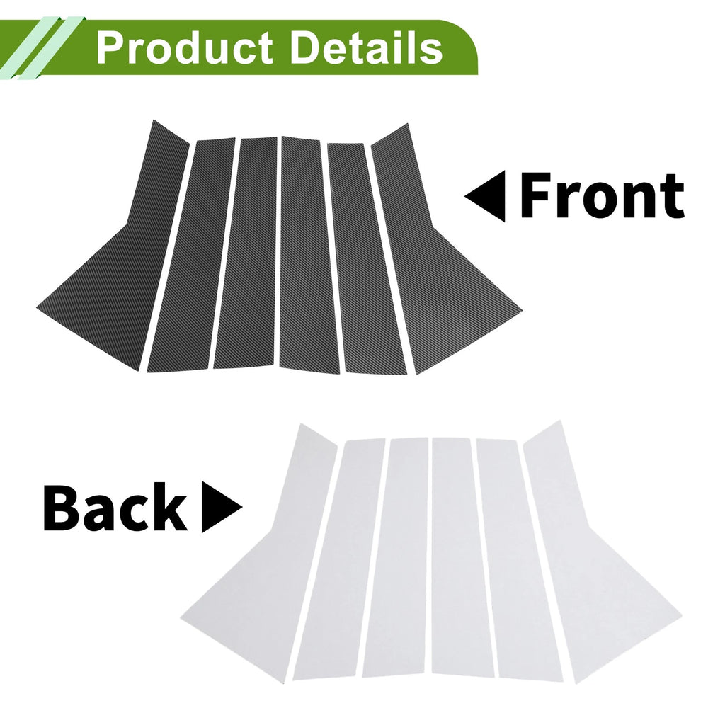 6 Pcs Pillar Window Trim for Chevy Captiva (2019–2023) Carbon Fiber Black