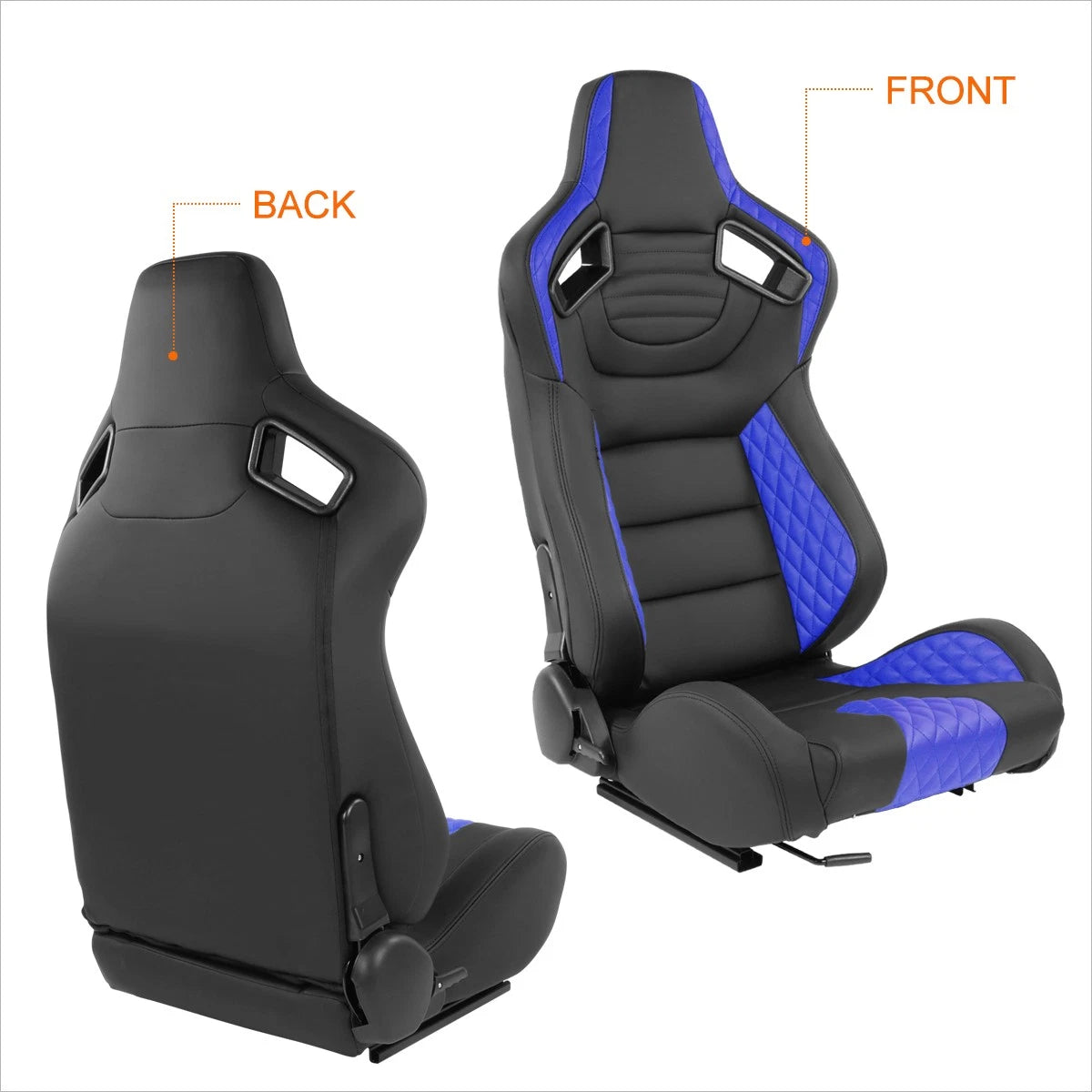 2Pcs Reclinable Racing Seats for Universal Fit (21"W X 22"D X 38"H)