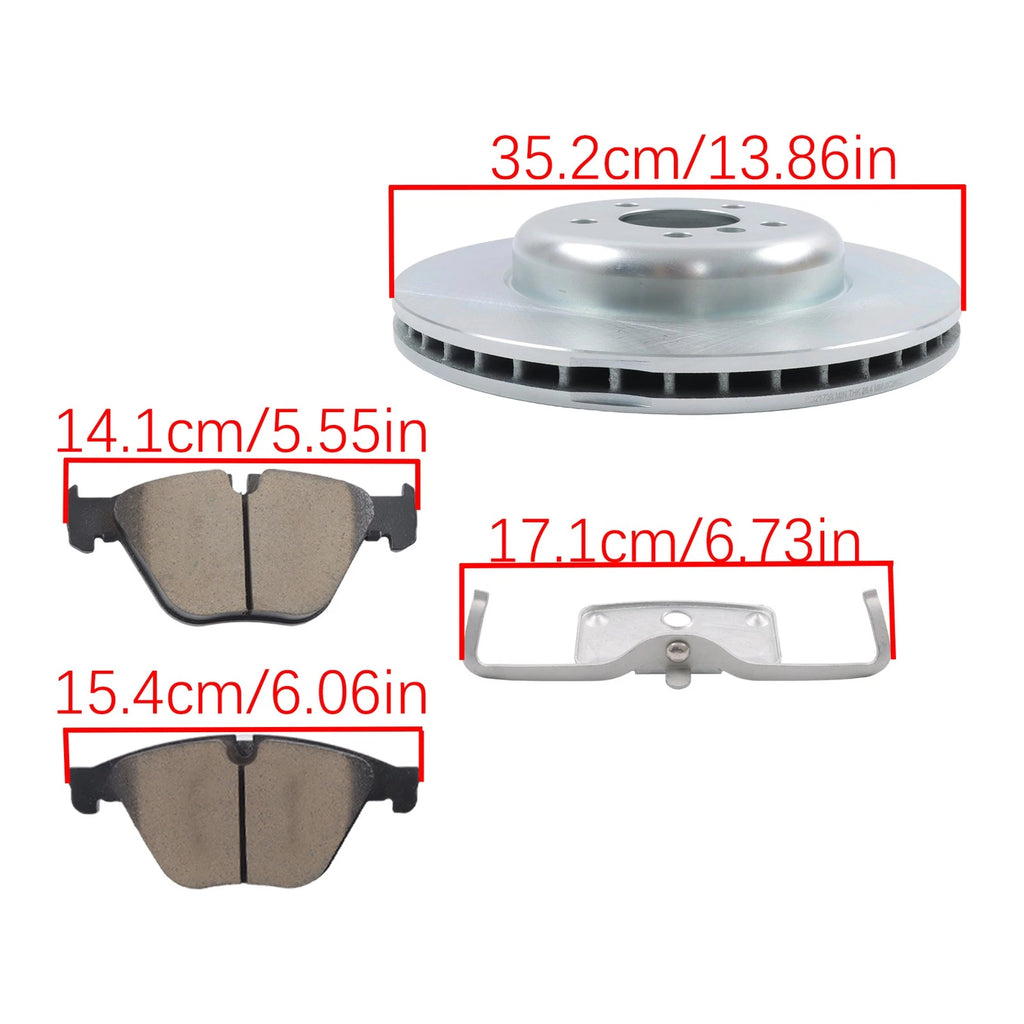 Front Disc Rotor & Ceramic Brake Pads for BMW 535i (2011–2016) D1505