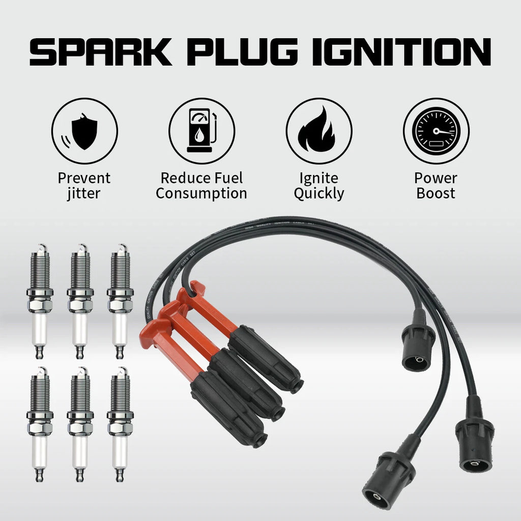 3 Spark Plugs +6 Wires for Mercedes-Benz S320 C280 E320 C36 300E (1994–1999)