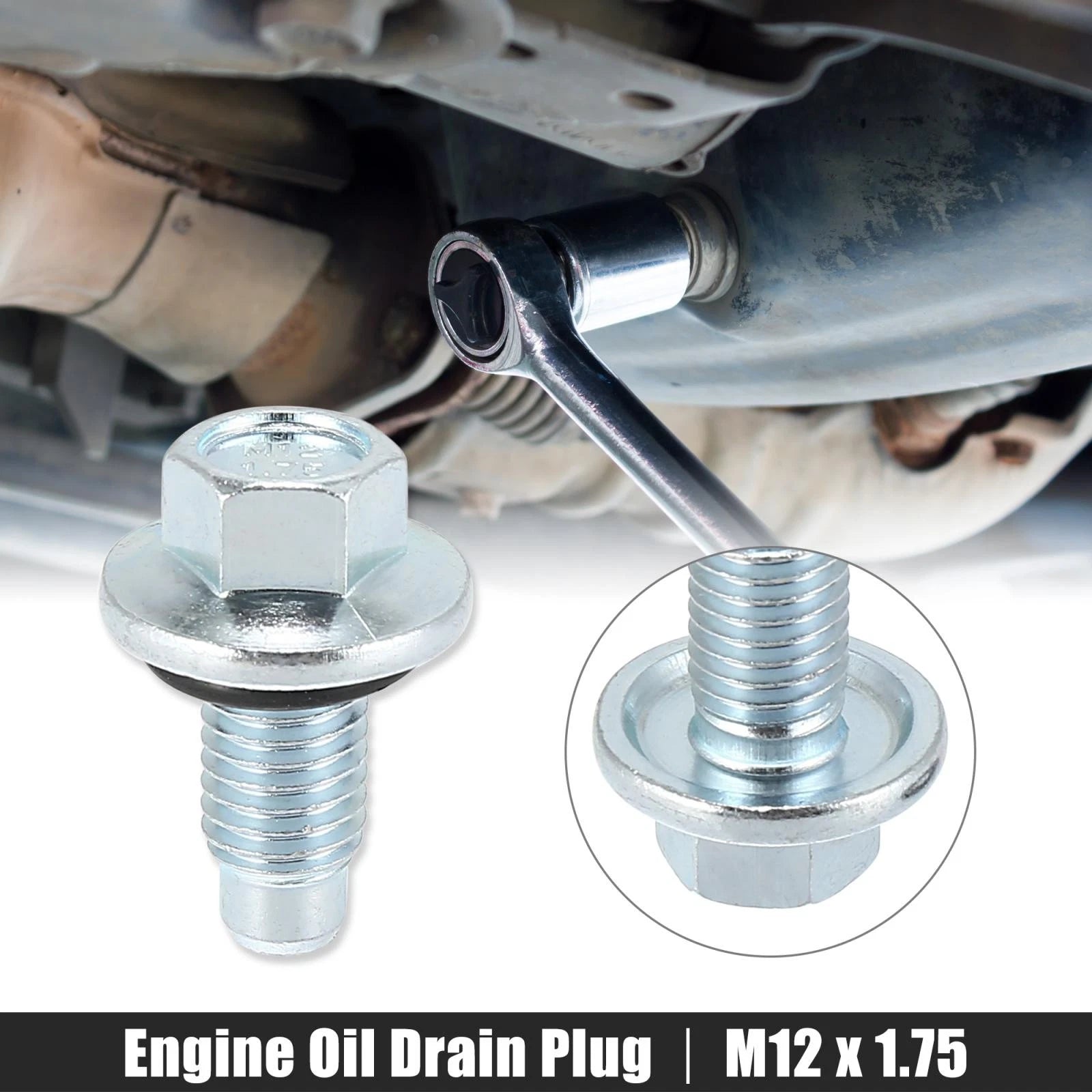 M12 x 1.75 Steel Engine Oil Drain Plug Screw with Seal Ring for Buick 