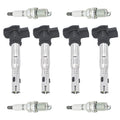 4X Ignition Coils + 4X Spark Plugs for VW Audi 1.8L 2.0L (2005–2016) UF575 UF529